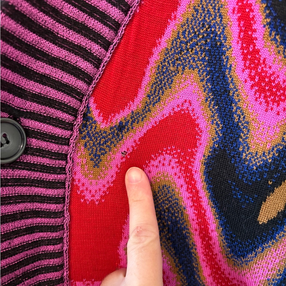 AGR Knit Cherish Psychedelic Panelled Cardigan Merino Wool Rave Sweater Large - Picture 14 of 15